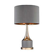 Contemporary Home Living 18.5" Metallic Gold Cone Neck LED Small Table Lamp with Gray Faux Silk Round Hardback Shade