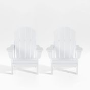 WestinTrends Outdoor Folding Poly Adirondack Chair (Set of 2), White