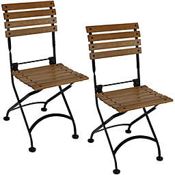 Sunnydaze European Chestnut Wooden Folding Bistro Side Chair - Set of 2