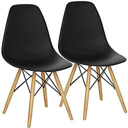 Costway Set of 2 Mid Century Modern DSW Dining Side Chair-Black