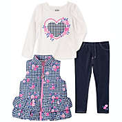 Kids Headquarters Little Girl&#39;s 3 Pc Houndstooth Vest T-Shirt & Denim Leggings Set Blue Size 6X