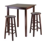 Winsome Parkland 3pc High Wooden Breafast Table with 29" Square Leg Stools Walnut