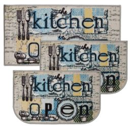 3pc Kitchen Area Rug Floor Mat Carpet Set Home Decorative Food Beverage Theme