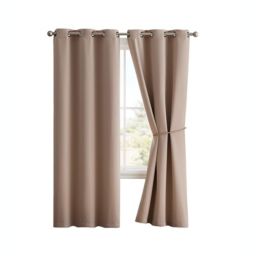 Nicole - Wall-to-Wall Pair - Premium Thermal Insulated Blackout Grommet Curtains - 18 Grommets Each - 2 Fabric Tiebacks - Ideal for Window Décor or Room Divider (2 Panels, 108
