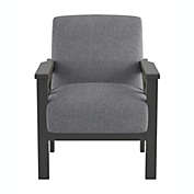 Lazzara Home Savion Gray Textured Upholstery Solid Wood Frame Accent Chair