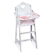 Badger Basket Co. Doll High Chair with Accessories and Free Personalization Kit - White/Pink/Gingham