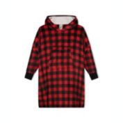 Sleep On It Unisex Red Plaid Wearable Cozy Fleece Blanket Hoodie