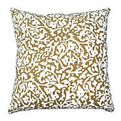 Saltoro Sherpi 18 x 18 Handcrafted Cotton Square Accent Throw Pillow, Elegant Filigree Pattern, White and Gold,