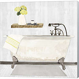 Metaverse Art Farmhouse Bath I Gray & Yellow-Tub by Tara Reed 12-Inch x 12-Inch Canvas Wall Art
