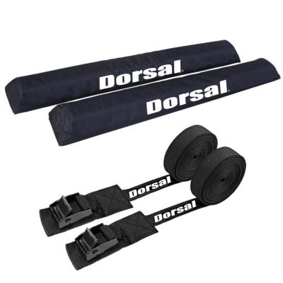 Dorsal Aero Roof Rack Pads with 15 ft Surf Straps for Car Surfboard Kayak SUP Long (28" Black)