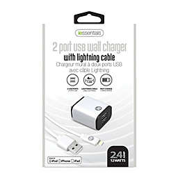 iEssentials - Wall Charger 2.4Amp 2 Port w/4ft Lightning