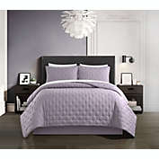 Chic Home Chyle Tufted Cross Stitched Design Bedding Quilt Set - King 104x90", Lavender