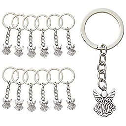 Okuna Outpost Guardian Angel Charm Keychains (3 In, Silver, 60 Pack)