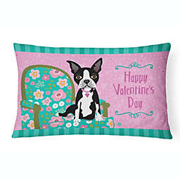 Caroline's Treasures Happy Valentine's Day Boston Terrier Canvas Fabric Decorative Pillow 12 x 16