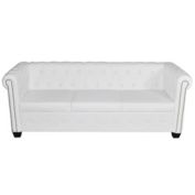 Stock Preferred 3-Seater Artificial Leather Chesterfield in White