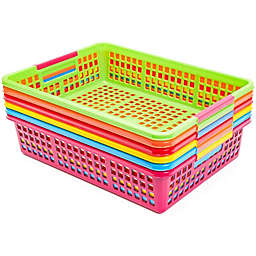 Bright Creations Plastic Storage Baskets, Colorful Organizers for School Supplies (13.5x10 In, 6 Pack)