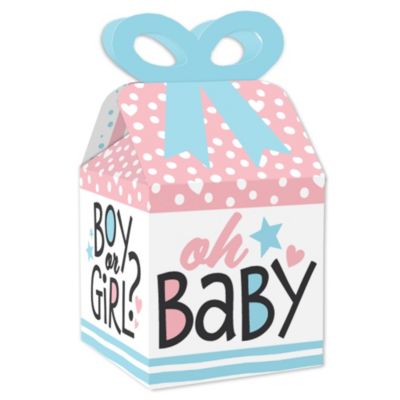 BLUE AND PINK SQUARE BOX & LID WEDDING GENDER REVEAL FAVOUR BOX-CHOOSE QUANTITY 