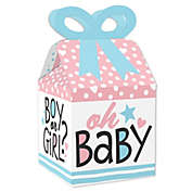 Big Dot of Happiness Baby Gender Reveal - Square Favor Gift Boxes - Team Boy or Girl Party Bow Boxes - Set of 12
