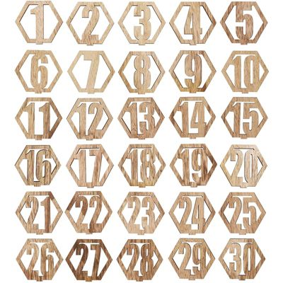 Bright Creations Wooden Table Numbers 1-30 for Weddings, Hexagon Shape