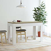 vidaXL vidaXL Dining Table White and Sonoma Oak 47.2x23.6x29.9 Chipboard