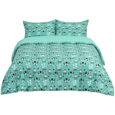 PiccoCasa Full/Queen Size Green Kids&#39; Down Alternative Comforter Set Match 2 Pillowcases, Cute Cartoon Pattern Design, Suitable for Children&#39;s Bedrooms,  Especially for Little Boys and Girls