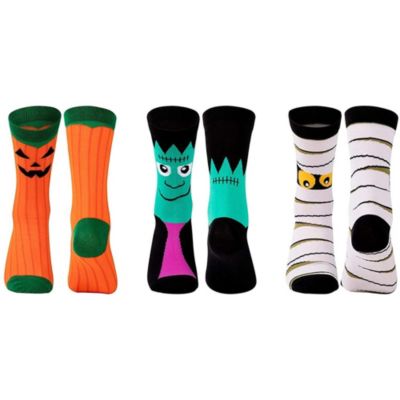 Toe-Tally Sox Halloween Novelty Crew Socks, Pumpkin, Monster, Mummy (3 Pairs)