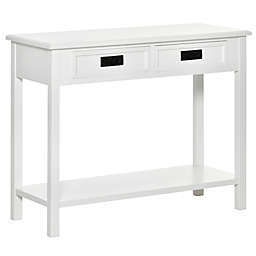 HOMCOM Console Table with 2 Storage Drawers and Open Shelf, Modern Sofa Table for Hallway, Living Room, or Bedroom, White