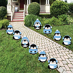 Big Dot of Happiness Winter Penguins - Lawn Decorations - Outdoor Holiday and Christmas Party Yard Decorations - 10 Piece