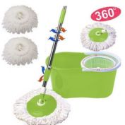 Stock Preferred Floor Mop Bucket Microfiber Spin Rotating Head 2 Heads Green