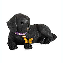 Plow & Hearth Labrador Retriever Puppy Statue With Solar Butterfly