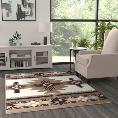 Masada Rugs 5'x7' Southwest Native American Area Rug - Design C318 Ivory