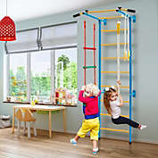 Costway 5 in 1 Kids Indoor Gym Stall Bars Set Steel Home Swedish Ladder Wall Set