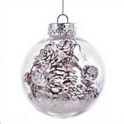 Kurt Adler Holiday Clear Frosted Plastic Ball With Pinecone Ornament Home Decor