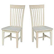Slickblue Set of 2 - Mission Style Unfinished Wood Dining Chair with High Back