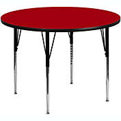 Flash Furniture 42&#39;&#39; Round Red Thermal Laminate Activity Table - Standard Height Adjustable Legs
