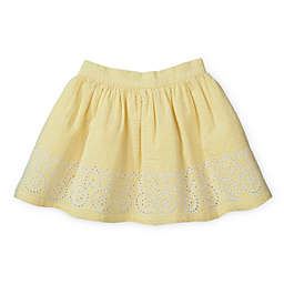 Hope & Henry Girls' Pull-On Flared Skirt with Embroidery, Yellow Seersucker, 3