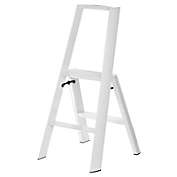 mDesign Small Lightweight Folding Step Stool Ladder with 2 Steps - Glossy White