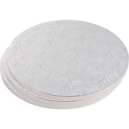 Juvale Cake Boards Rounds - 3 Piece Silver Foil Pizza Base Disposable Cake Drums, Corrugated Paper Board, 14 Inches in Diameter