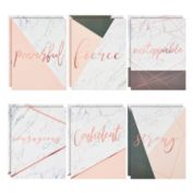 Paper Junkie 12 Inspirational 2 Pocket Folders for Marble Print Office Supplies, 6 Rose Gold Motivational Designs for School, Girls, Women (12 x 9.25 In)