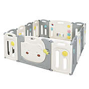 Slickblue 14-Panel Foldable Baby Playpen Safety Yard with Storage Bag