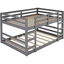 Slickblue Full over Full Modern Low Profile Bunk Bed in Grey Wood Finish