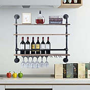 Stock Preferred Rustic Wall Mounted Wine Rack Bottle Holder 3 Layers