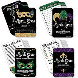 Big Dot of Happiness Mardi Gras - 4 Masquerade Party Games - 10 Cards Each - Gamerific Bundle