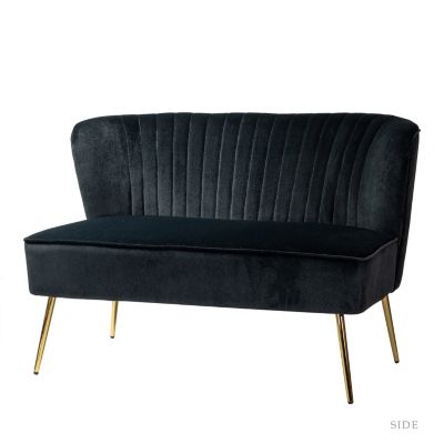 KARAT HOME Monica Contemporary Loveseat for Living Room and Bedroom Tufted Back 2-Seater Sofa in BLACK