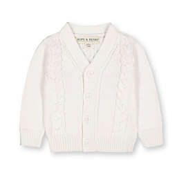 Hope & Henry Layette Baby Long Sleeve Cable Knit Cardigan Sweater, Soft White, 6-12 Months