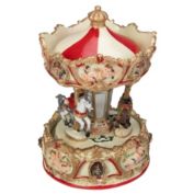 Northlight 6.5&quot; Cream and Gold Clown and Cupid Animated Carousel Music Box