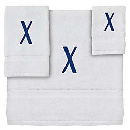 Juvale 3-Piece Letter X Monogrammed Bath Towels Set, Embroidered Initial X Wedding Gift (White, Blue)