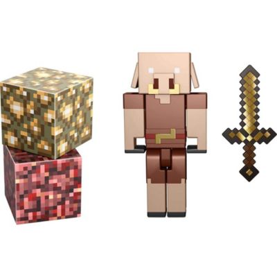 Minecraft Piglin Craft-a-Block 2-Pk, Action Figures & Toys to Create, Explore and Survive
