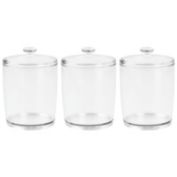 mDesign Tall Round Plastic Dog Food, Treat Storage Canister Jar - 3 Pack - Clear