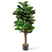 Costway 4ft Artificial Fiddle Leaf Fig Tree Indoor Outdoor Office Decorative Planter